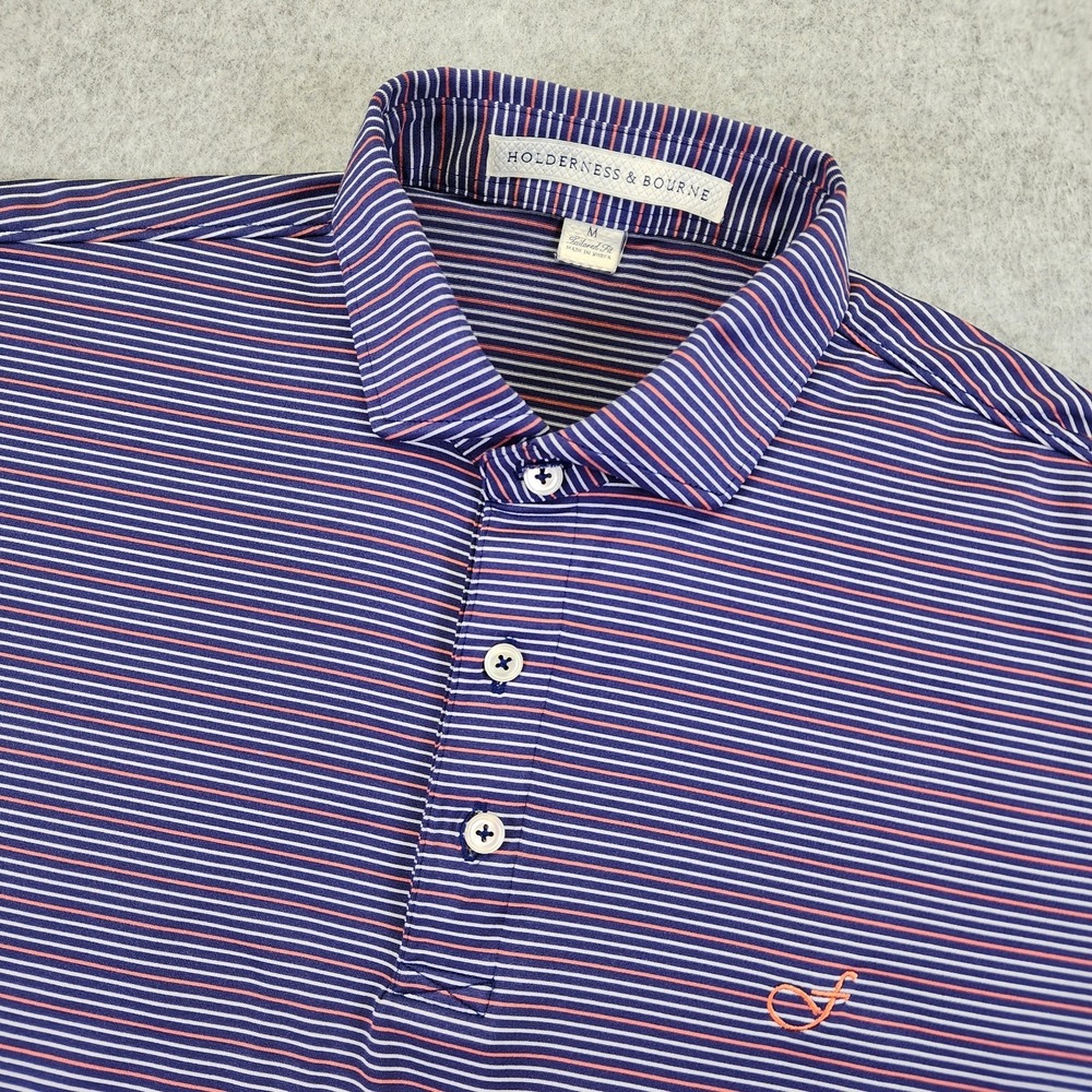 Holderness & Bourne Mens M  Floridian National Golf Club Polo Shirt Striped